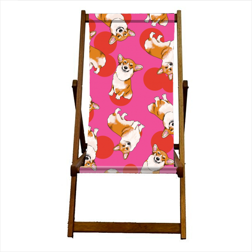 Colourful Corgi Dog - canvas deck chair by Lucy Elliott