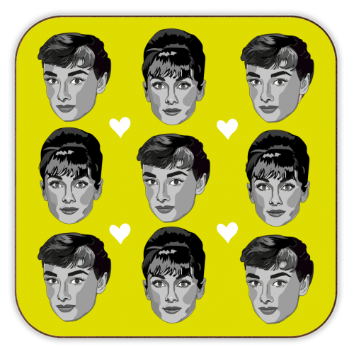 Audrey Hepburn Collection - personalised beer coaster by Catherine Critchley.