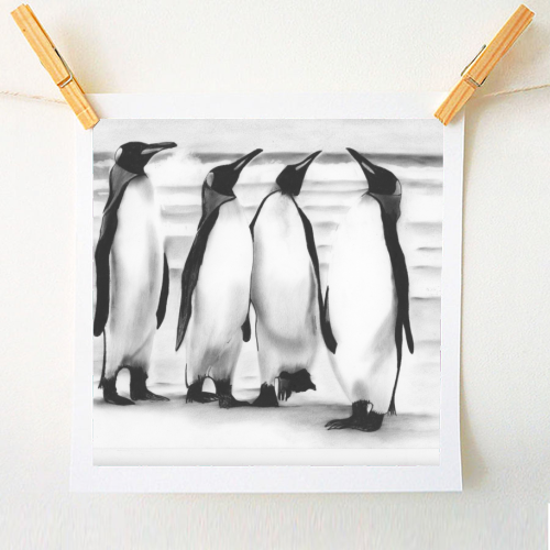 Planespotting Penguins - A1 - A4 art print by LIBRA FINE ARTS
