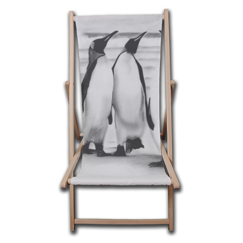 Planespotting Penguins - canvas deck chair by LIBRA FINE ARTS