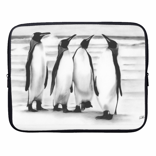 Planespotting Penguins - designer laptop sleeve by LIBRA FINE ARTS
