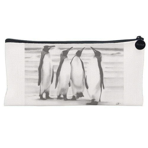 Planespotting Penguins - flat pencil case by LIBRA FINE ARTS