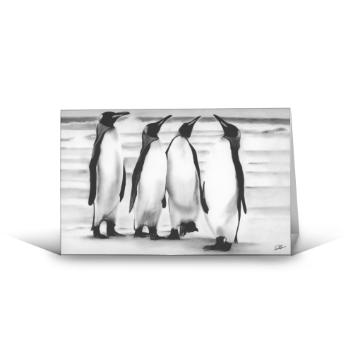 Planespotting Penguins - funny greeting card by LIBRA FINE ARTS