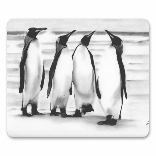 Planespotting Penguins - funny mouse mat by LIBRA FINE ARTS