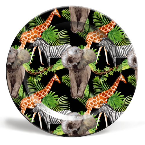 jungle animals - ceramic dinner plate by Anastasios Konstantinidis