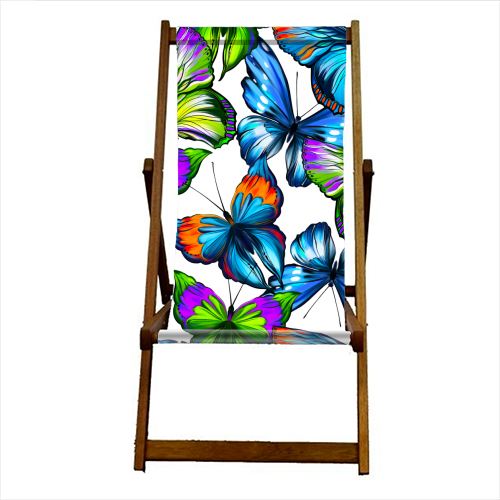 colorful butterflies - canvas deck chair by Anastasios Konstantinidis