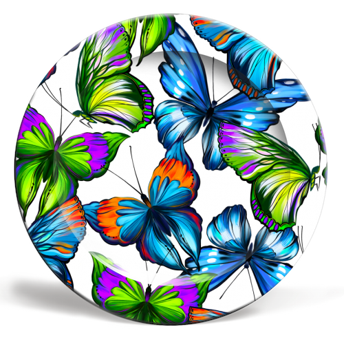 colorful butterflies - ceramic dinner plate by Anastasios Konstantinidis