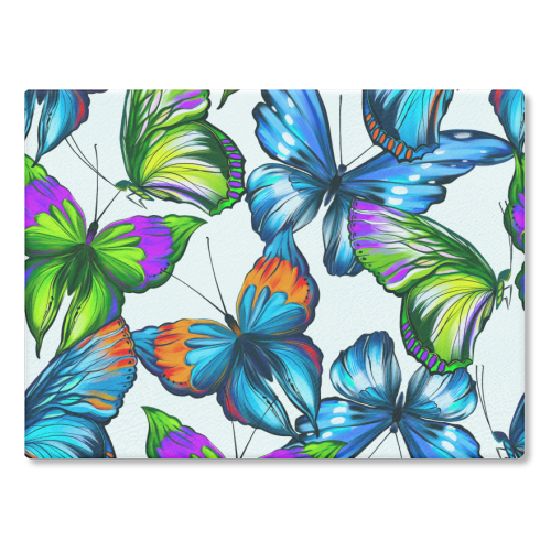 colorful butterflies - glass chopping board by Anastasios Konstantinidis