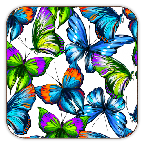 colorful butterflies - personalised beer coaster by Anastasios Konstantinidis