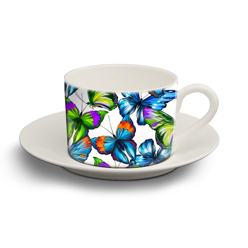 colorful butterflies - personalised cup and saucer by Anastasios Konstantinidis