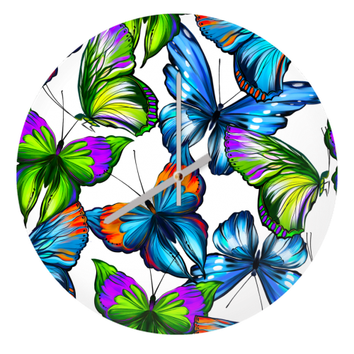 colorful butterflies - quirky wall clock by Anastasios Konstantinidis