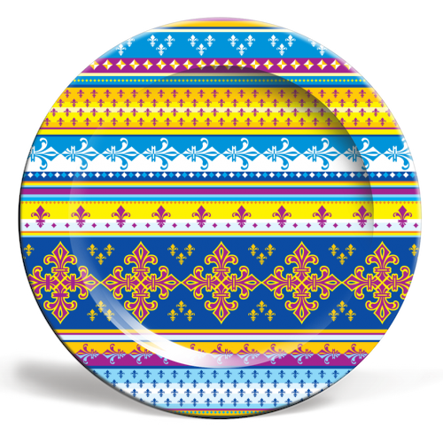 ethnic style pattern - ceramic dinner plate by Anastasios Konstantinidis