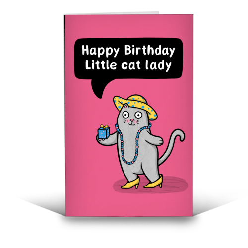 Little Cat Lady - funny greeting card by Drawn to Cats