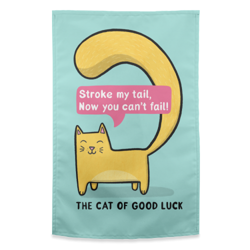 The Cat of Good Luck - funny tea towel by Drawn to Cats