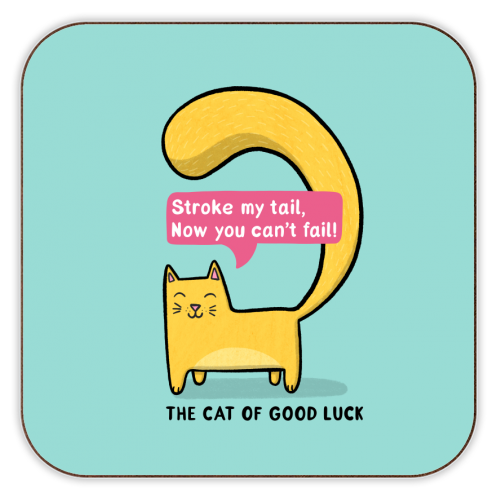 The Cat of Good Luck - personalised beer coaster by Drawn to Cats