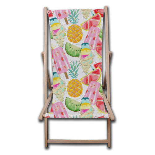 icecram and fruits pattern - canvas deck chair by Anastasios Konstantinidis