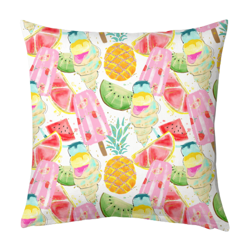 icecram and fruits pattern - designed cushion by Anastasios Konstantinidis