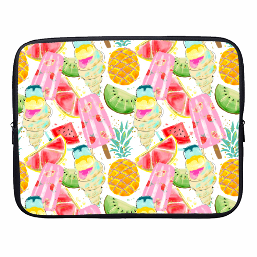 icecram and fruits pattern - designer laptop sleeve by Anastasios Konstantinidis