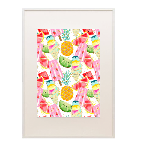icecram and fruits pattern - framed poster print by Anastasios Konstantinidis