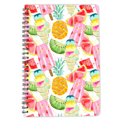 icecram and fruits pattern - personalised A4, A5, A6 notebook by Anastasios Konstantinidis
