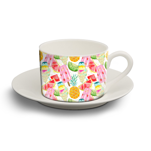 icecram and fruits pattern - personalised cup and saucer by Anastasios Konstantinidis