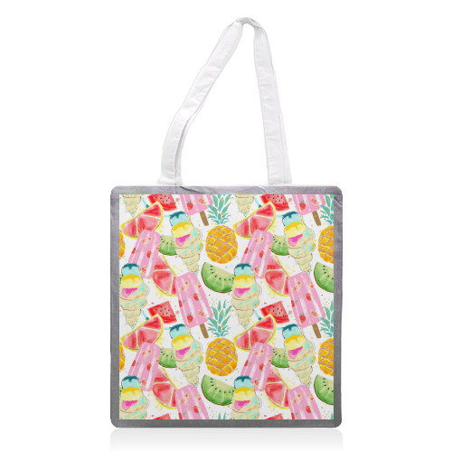 icecram and fruits pattern - printed tote bag by Anastasios Konstantinidis