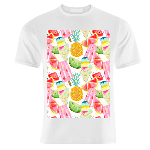 icecram and fruits pattern - unique t shirt by Anastasios Konstantinidis