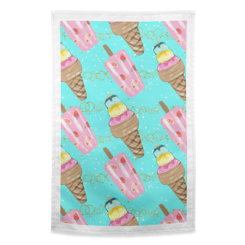 icecream pattern - funny tea towel by Anastasios Konstantinidis