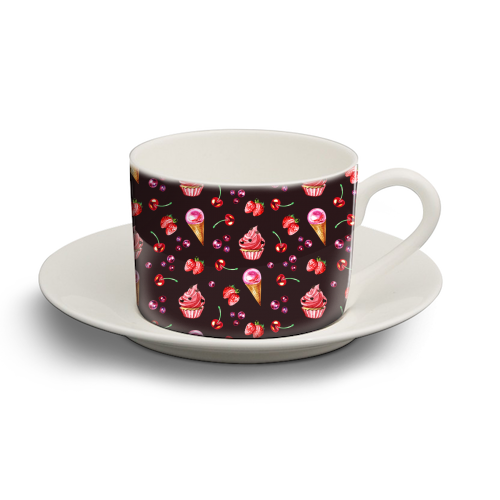 CHERRY ICECREAM - personalised cup and saucer by haris kavalla