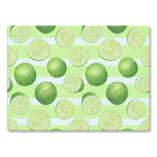 lime watercolor pattern - glass chopping board by haris kavalla