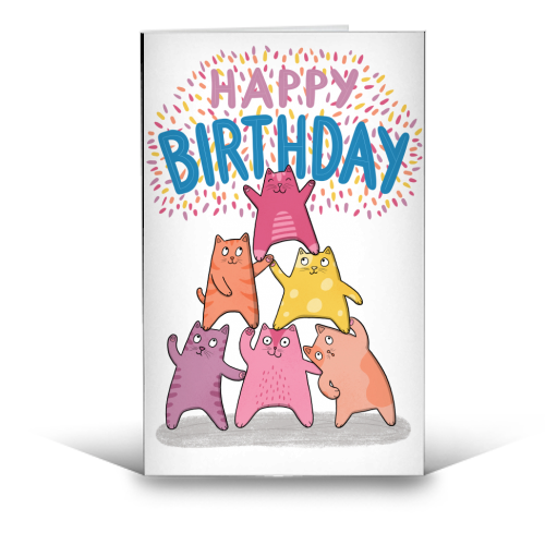 Cat Pyramid - funny greeting card by Drawn to Cats