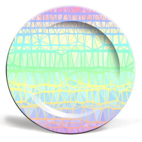 Funky Colorful Geometric Rainbow 3 - ceramic dinner plate by Kaleiope Studio