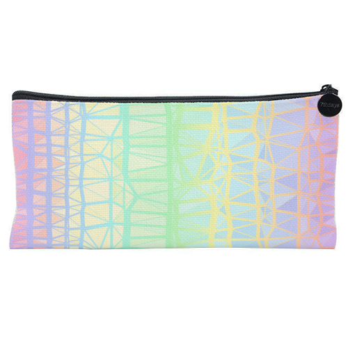 Funky Colorful Geometric Rainbow 3 - flat pencil case by Kaleiope Studio