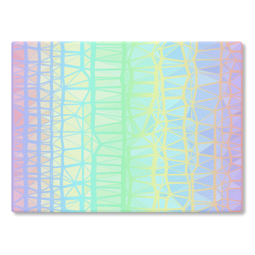 Funky Colorful Geometric Rainbow 3 - glass chopping board by Kaleiope Studio