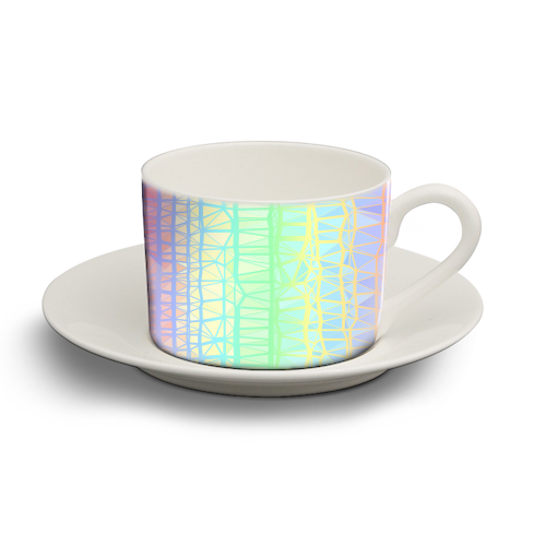 Funky Colorful Geometric Rainbow 3 - personalised cup and saucer by Kaleiope Studio