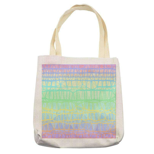 Funky Colorful Geometric Rainbow 3 - printed tote bag by Kaleiope Studio