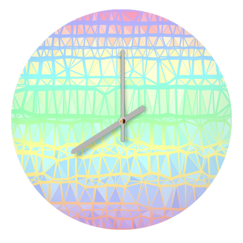 Funky Colorful Geometric Rainbow 3 - quirky wall clock by Kaleiope Studio