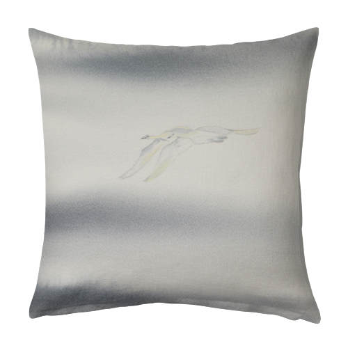 Flying Swans - designed cushion by Judith Beeby