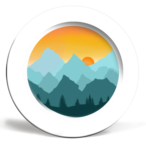 Alpine Sunset - ceramic dinner plate by Rock and Rose Creative