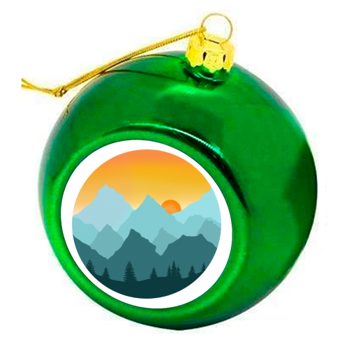 Alpine Sunset - colourful christmas bauble by Rock and Rose Creative