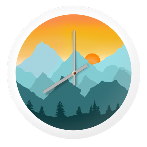 Alpine Sunset - quirky wall clock by Rock and Rose Creative