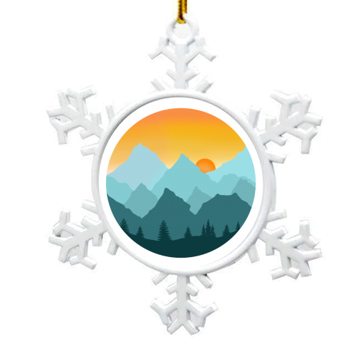 Alpine Sunset - snowflake decoration by Rock and Rose Creative