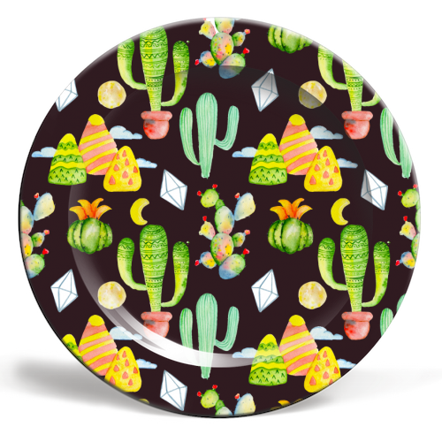 cactus pattern - ceramic dinner plate by Anastasios Konstantinidis