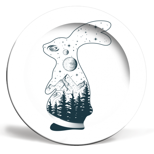 magic rabbit - ceramic dinner plate by Anastasios Konstantinidis