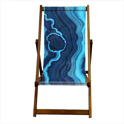 blue agate slice - canvas deck chair by Anastasios Konstantinidis
