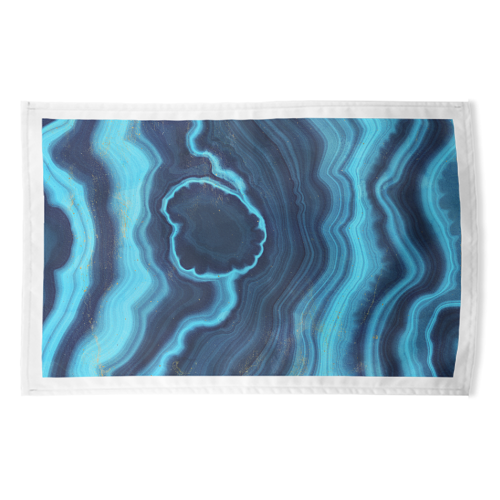 blue agate slice - funny tea towel by Anastasios Konstantinidis