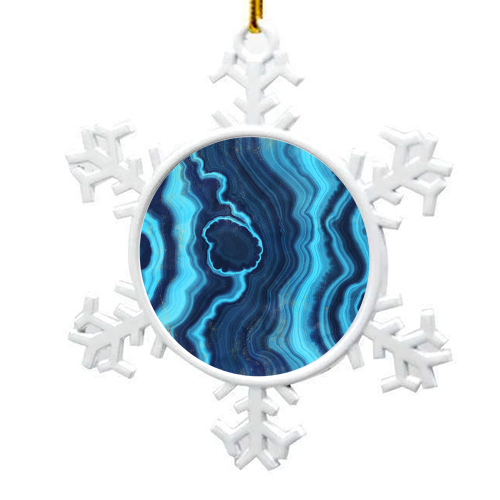 blue agate slice - snowflake decoration by Anastasios Konstantinidis