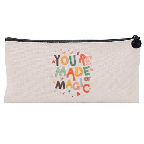 You Are Made Of Magic - colorful letters - flat pencil case by Ania Wieclaw