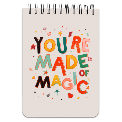 You Are Made Of Magic - colorful letters - personalised A4, A5, A6 notebook by Ania Wieclaw