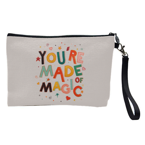 You Are Made Of Magic - colorful letters - pretty makeup bag by Ania Wieclaw